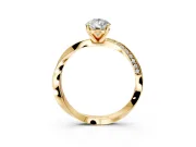 Side Accent Engagement Ring Setting for Pear-Shaped Center with Accent Shoulders and Prong Head in Yellow Gold