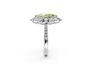 Floral Halo Engagement Ring Setting for Fancy Yellow Marquise Center with Pave Accents and Prong Head in Sterling Silver