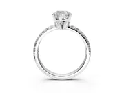 Solitaire Engagement Ring Setting for Cushion Cut Center with Large Accents and Prong Head in Sterling Silver