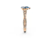 Solitaire Engagement Ring Setting for Fancy Blue Pear-Shaped Center with Twisted Pave Split Shank and Prong Head in Rose Gold