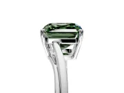 Solitaire Engagement Ring Setting for Fancy Green Asscher Cut Center with Plain Bypass Twist Band and Prong Head in Platinum
