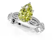 Solitaire Engagement Ring Setting for Fancy Yellow Pear-Shaped Center with Marquise Panel Band and Prong Head in Platinum