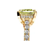 Solitaire Engagement Ring Setting for Fancy Yellow Princess Cut Center with Widening Pave Band and Claw Prong Head in Yellow Gold