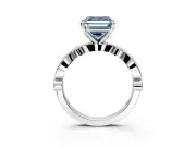 Solitaire Engagement Ring Setting for Fancy Blue Asscher Cut Center with Milgrain Bezel Accents and Prong Head in Platinum