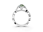 Halo Engagement Ring Setting for Fancy Green Marquise Center with Twist Band and Prong Head in Sterling Silver