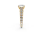 Solitaire Engagement Ring Setting for Radiant Cut Center with Pave Cathedral Shoulders and Prong Head in Yellow Gold