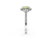 Halo Engagement Ring Setting for Fancy Yellow Princess Cut Center with Single-Row Pave, Open Basket and Prong Head in White Gold