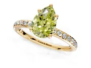 Solitaire Engagement Ring Setting for Fancy Yellow Pear-Shaped Center with Fine Pave Band and Prong Head in Yellow Gold