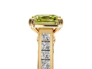 Solitaire Engagement Ring Setting for Fancy Yellow Asscher Cut Center with Channel Band and Double Claw Prong Head in Yellow Gold
