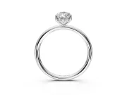 Solitaire Engagement Ring Setting for Pear-Shaped Center with Plain Band, Open Basket and Prong Head in Sterling Silver