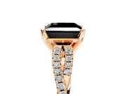 Solitaire Engagement Ring Setting for Fancy Black Princess Cut Center with Twisted Pave Split Shank and Prong Head in Rose Gold