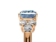 Cluster Engagement Ring Setting for Fancy Blue Princess Cut Center with Round Cut Accent Frame and Prong Head in Rose Gold