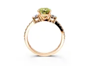 3 Stone Engagement Ring Setting for Fancy Yellow Radiant Cut Center with Round Cut Side Accents and Prong Head in Rose Gold