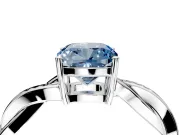Solitaire Engagement Ring Setting for Fancy Blue Cushion Cut Center with Twisted Pave Band and Prong Head in Platinum