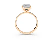 Solitaire Engagement Ring Setting for Asscher Cut Center with Pave Accents and Prong Head in Rose Gold