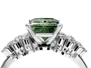 Cluster Engagement Ring Setting for Fancy Green Princess Cut Center with 2-Row Shoulder Clusters and Prong Head in Sterling Silver