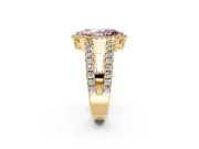 Halo Engagement Ring Setting for Fancy Pink Marquise Center with Wide-Open Pave Split Shank and Prong Head in Yellow Gold
