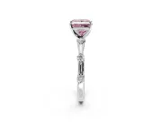 Solitaire Engagement Ring Setting for Fancy Pink Princess Cut Center with Bezel Station Band and Prong Head in Platinum