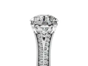 Solitaire Engagement Ring Setting for Round Cut Center with Pave Rail Split Shank and Prong Head in Platinum