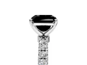 Open Basket Engagement Ring Setting for Fancy Black Asscher Cut Center with Pave Band and Prong Head in Sterling Silver