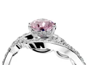 Solitaire Engagement Ring Setting for Fancy Pink Pear-Shaped Center with Pave Bypass Twist Band and Prong Head in Platinum