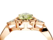 Cluster Engagement Ring Setting for Fancy Yellow Pear-Shaped Center with Milgrain Shoulder Clusters and Prong Head in Rose Gold