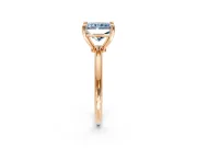 Minimalist Solitaire Engagement Ring Setting for Fancy Blue Radiant Cut Center with Thin Band and Prong Head in Rose Gold