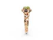 Halo Engagement Ring Setting for Fancy Yellow Cushion Cut Center with Open Scroll Shoulders and Prong Head in Rose Gold