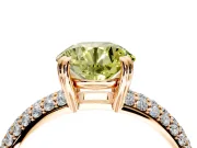 Solitaire Engagement Ring Setting for Fancy Yellow Round Cut Center with Multi-Row Pave Accents and Basket Head in Rose Gold
