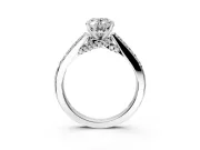 Solitaire Engagement Ring Setting for Oval Center with Crossover Accents and Prong Head in Platinum