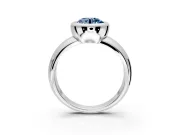 Solitaire Engagement Ring Setting for Fancy Blue Round Cut Center with Wide Band and Bezel Head in Platinum