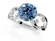 Solitaire Engagement Ring Setting for Fancy Blue Round Cut Center with Criss-Cross Accent Band and Prong Head in Sterling Silver