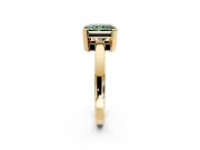 Solitaire Engagement Ring Setting for Fancy Green Radiant Cut Center with Plain Band and Flat Tab Prong Head in Yellow Gold