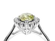 Starburst Halo Engagement Ring Setting for Fancy Yellow Marquise Center with Thin Round-Wire Band and Prong Head in Sterling Silver