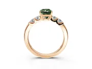 5 Stone Engagement Ring Setting for Fancy Green Radiant Cut Center with Plain Band and Prong Head in Rose Gold