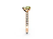Solitaire Engagement Ring Setting for Fancy Yellow Heart-Shaped Center with Large Accents and Prong Head in Rose Gold