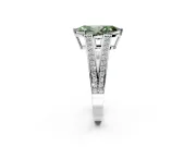 Split Shank Engagement Ring Setting for Fancy Green Marquise Center with Pave Split Shank and Prong Head in Sterling Silver