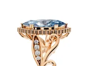 Halo Engagement Ring Setting for Fancy Blue Marquise Center with Leaf Motif Split Shank and Prong Head in Rose Gold