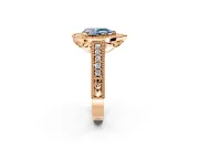 Milgrain Halo Engagement Ring Setting for Fancy Blue Pear-Shaped Center with Pave Band and Prong Head in Rose Gold