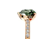 Solitaire Engagement Ring Setting for Fancy Green Heart-Shaped Center with Channel Accents and Prong Head in Rose Gold