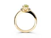 Paired Accent Engagement Ring Setting for Fancy Yellow Pear-Shaped Center with Pave Band and Prong Head in Yellow Gold