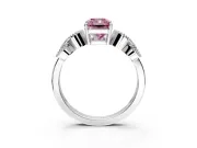 Leaf Engagement Ring Setting for Fancy Pink Radiant Cut Center with Milgrain Accent Band and Prong Head in Platinum