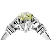 Floral Engagement Ring Setting for Fancy Yellow Marquise Center with Marquise Cluster Shoulders and Prong Head in White Gold