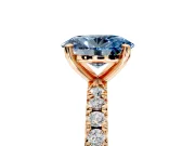 Solitaire Engagement Ring Setting for Fancy Blue Oval Center with Fine Pave Band and Claw Prong Head in Rose Gold