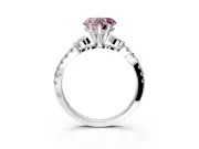 Leaf Motif Engagement Ring Setting for Fancy Pink Heart-Shaped Center with Pave Band and Prong Head in Sterling Silver