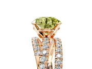 Solitaire Engagement Ring Setting for Fancy Yellow Round Cut Center with Woven 3-Strand Pave Band and Prong Head in Rose Gold