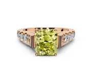 Solitaire Engagement Ring Setting for Fancy Yellow Radiant Cut Center with Pave Cathedral Shoulders and Prong Head in Rose Gold