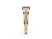 Solitaire Engagement Ring Setting for Emerald Cut Center with Graduated Shared Prongs and Prong Head in Yellow Gold