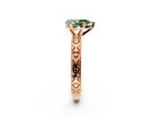 Solitaire Engagement Ring Setting for Fancy Green Pear-Shaped Center with XO Engraved Band and Prong Head in Rose Gold