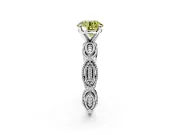 Solitaire Engagement Ring Setting for Fancy Yellow Round Cut Center with Marquise Panel Band and Prong Head in White Gold